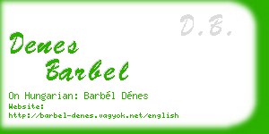 denes barbel business card